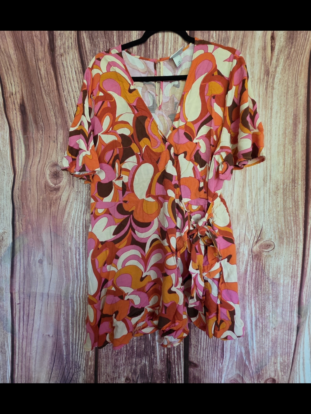 Ava & Viv Pink & Orange Funky Floral Romper - 2X